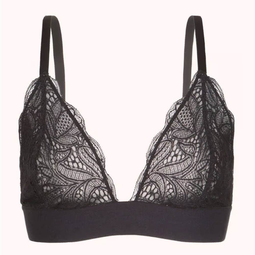 NWT - Lively - The Long-Lined Lace Bralette - Black - S